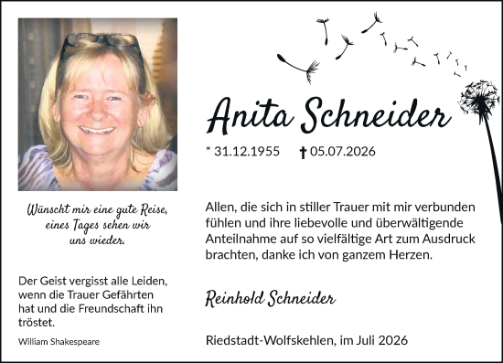 Traueranzeige von Anita Schneider von Groß-Gerauer Echo