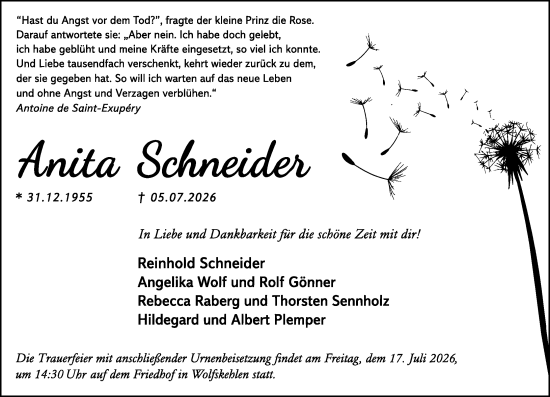 Traueranzeige von Anita Schneider von Groß-Gerauer Echo