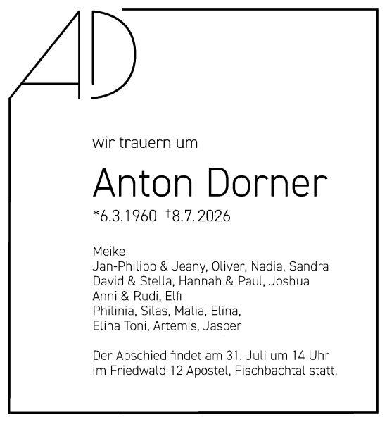 Traueranzeige von Anton Dorner von Darmstädter Echo