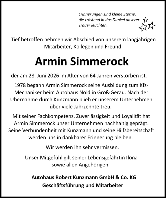 Traueranzeige von Armin Simmerock von Groß-Gerauer Echo