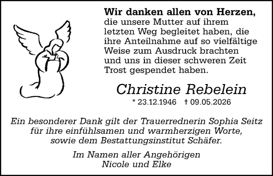 Traueranzeige von Christine Rebelein von Wiesbadener Kurier