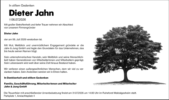 Traueranzeige von Dieter Jahn von Allgemeine Zeitung Rheinhessen-Nahe