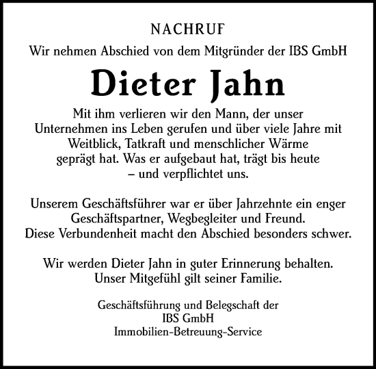 Traueranzeige von Dieter Jahn von Allgemeine Zeitung Rheinhessen-Nahe