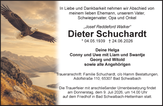 Traueranzeige von Dieter Schuchardt von Wiesbadener Kurier