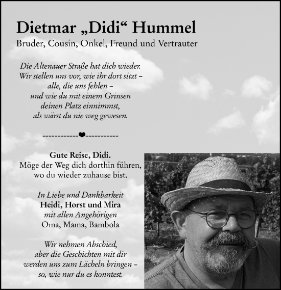 Traueranzeige von Dietmar Hummel von Hochheimer Zeitung