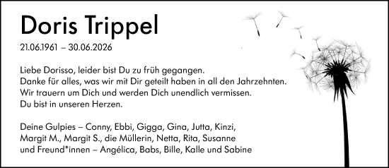 Traueranzeige von Doris Trippel von Darmstädter Echo