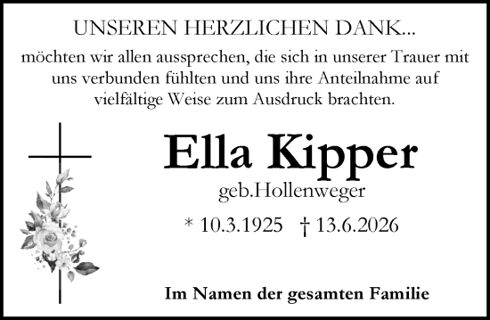 Traueranzeige von Ella Kipper von Rüsselsheimer Echo