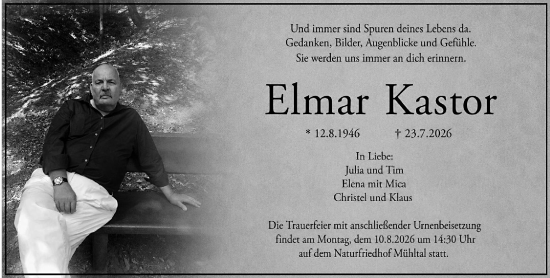 Traueranzeige von Elmar Kastor von Darmstädter Echo