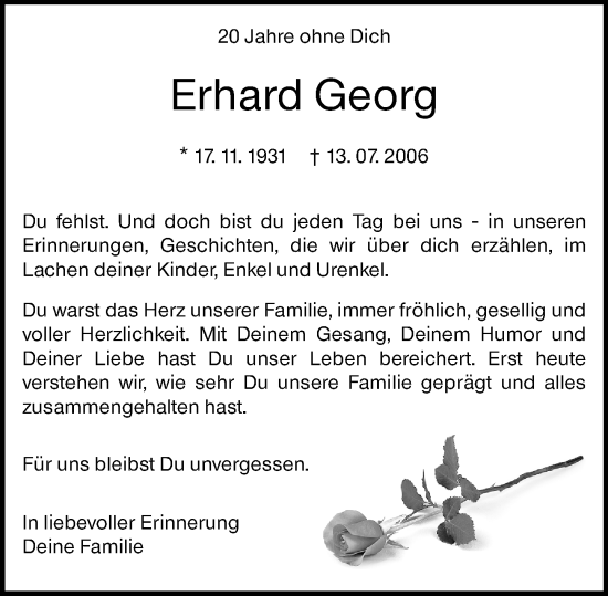 Traueranzeige von Erhard Georg von Idsteiner Land/Untertaunus