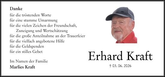 Traueranzeige von Erhard Kraft von Hinterländer Anzeiger