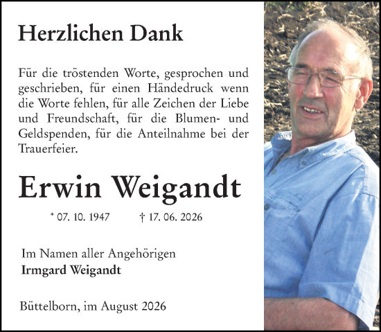 Traueranzeige von Erwin Weigandt von Groß-Gerauer Echo