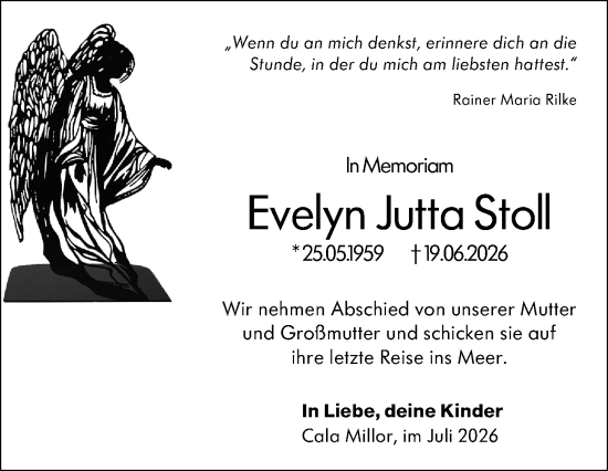 Traueranzeige von Evelyn Jutta Stoll von Wormser Zeitung