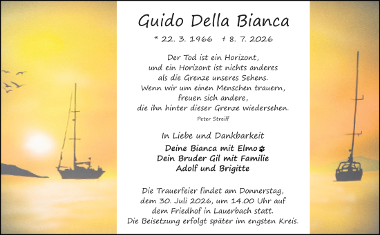 Traueranzeige von Guido Della Bianca von Odenwälder Echo