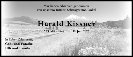 Traueranzeige von Harald Kissner von Wiesbadener Kurier