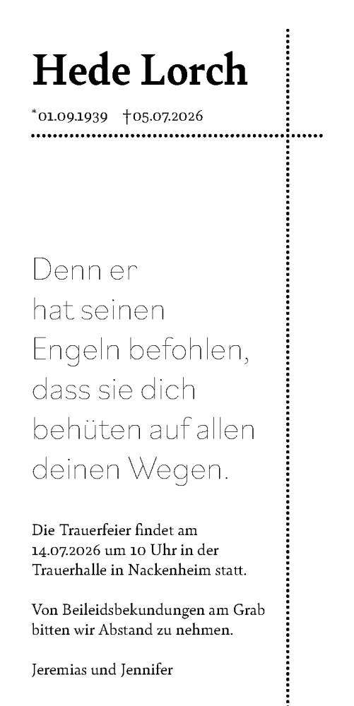 Traueranzeige von Hede Lorch von Allgemeine Zeitung Mainz