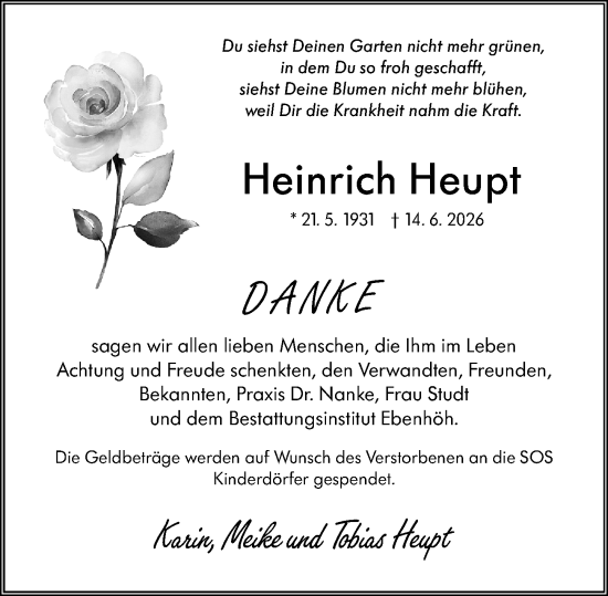 Traueranzeige von Heinrich Heupt von Groß-Gerauer Echo