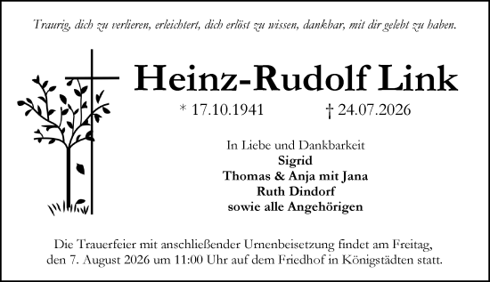 Traueranzeige von Heinz-Rudolf Link von Rüsselsheimer Echo
