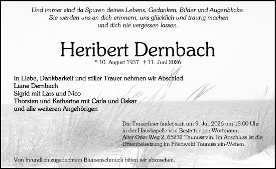 Traueranzeige von Heribert Dernbach von Idsteiner Land/Untertaunus