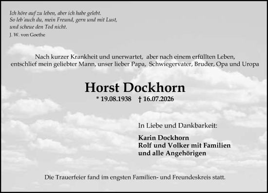 Traueranzeige von Horst Dockhorn von Wiesbadener Kurier