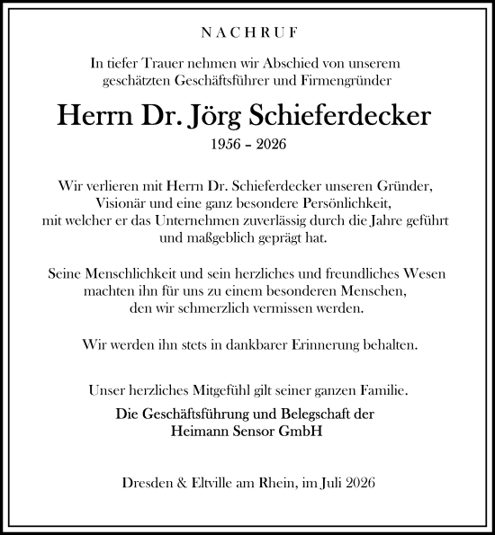 Traueranzeige von Jörg Schieferdecker von Wiesbadener Kurier