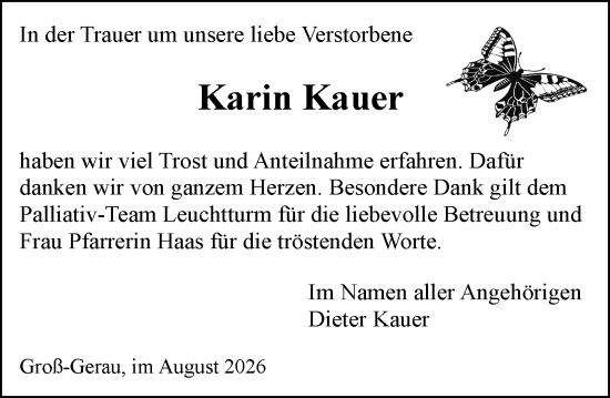 Traueranzeige von Karin Kauer von Groß-Gerauer Echo