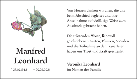 Traueranzeige von Manfred Leonhard von Bergsträßer Anzeiger
