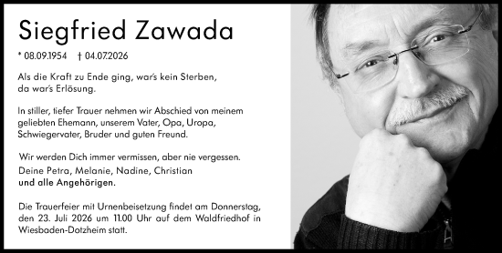 Traueranzeige von Siegfried Zawada von Wiesbadener Kurier
