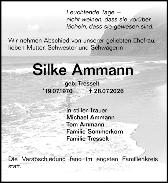 Traueranzeige von Silke Ammann von Allgemeine Zeitung Mainz