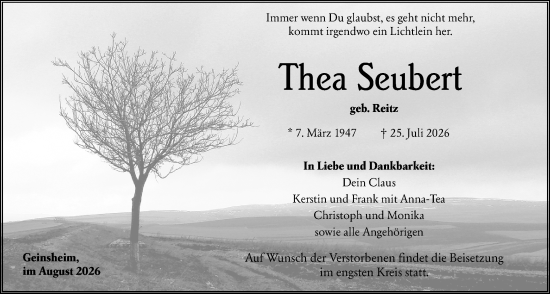 Traueranzeige von Thea Seubert von Groß-Gerauer Echo