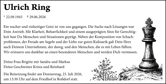 Traueranzeige von Ulrich Ring von Darmstädter Echo
