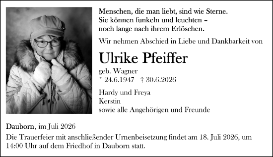 Traueranzeige von Ulrike Pfeiffer von Nassauische Neue Presse