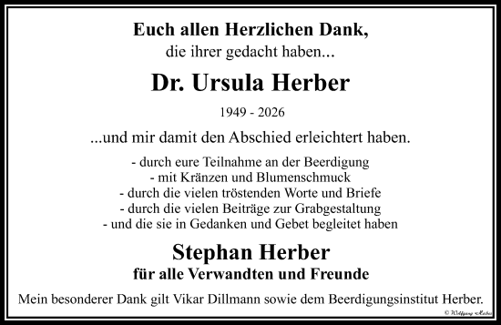 Traueranzeige von Ursula Herber von Camberger Anzeiger