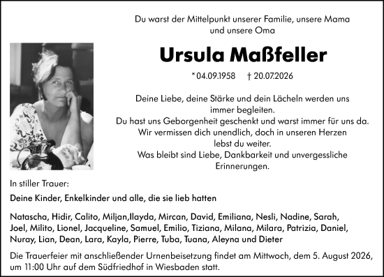 Traueranzeige von Ursula Maßfeller von Wiesbadener Kurier