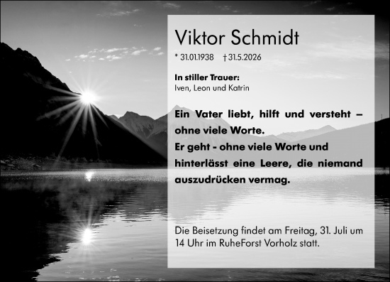 Traueranzeige von Viktor Schmidt von Allgemeine Zeitung Alzey