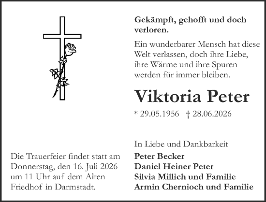 Traueranzeige von Viktoria Peter von Darmstädter Echo