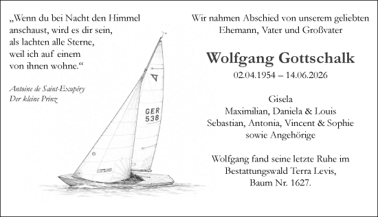 Traueranzeige von Wolfgang Gottschalk von Wiesbadener Kurier