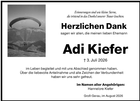 Traueranzeige von Adi Kiefer von Groß-Gerauer Echo