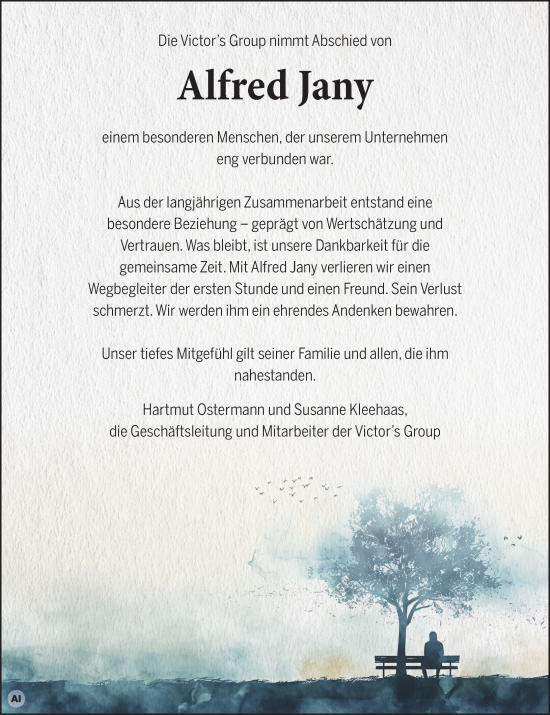 Traueranzeige von Alfred Jany von Wormser Zeitung