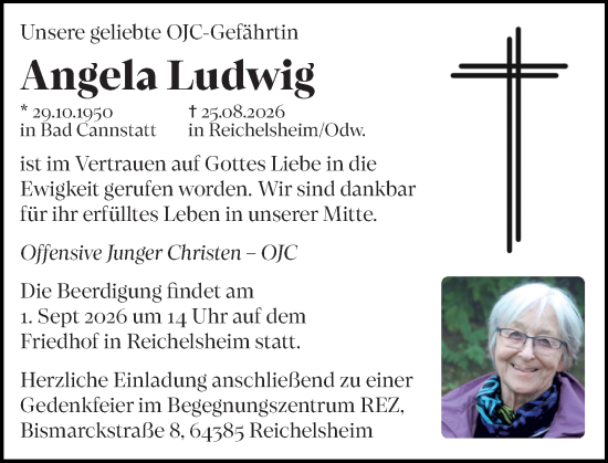 Traueranzeige von Angela Ludwig von Odenwälder Echo