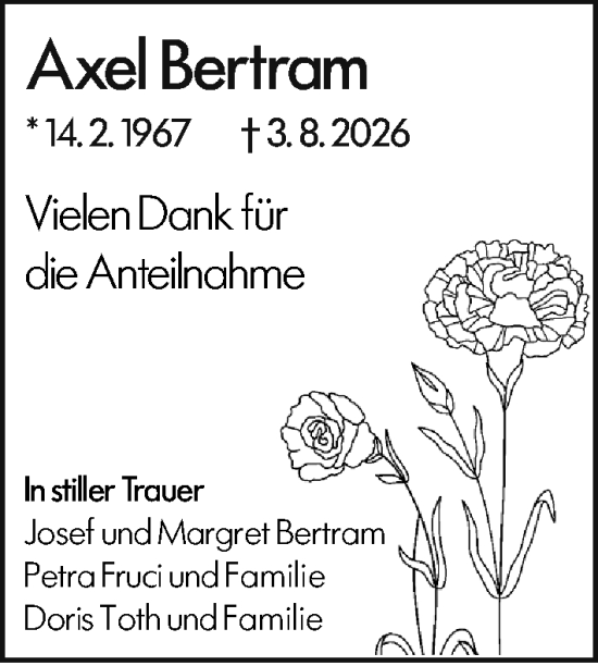 Traueranzeige von Axel Bertram von Hochheimer Zeitung