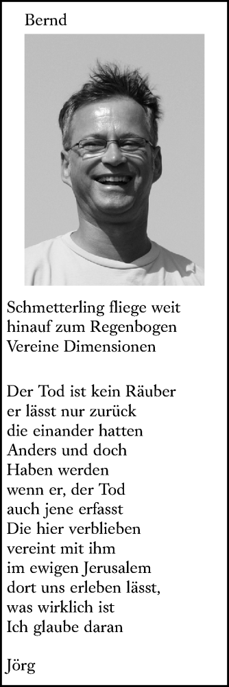 Traueranzeige von Bernd  von Allgemeine Zeitung Mainz