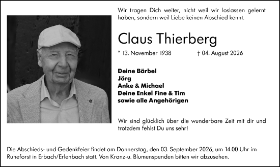 Traueranzeige von Claus Thierberg von Odenwälder Echo