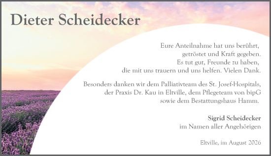 Traueranzeige von Dieter Scheidecker von Wiesbadener Kurier