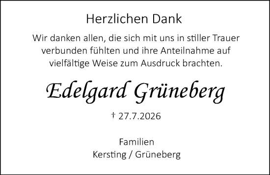 Traueranzeige von Edelgard Grüneberg von Darmstädter Echo