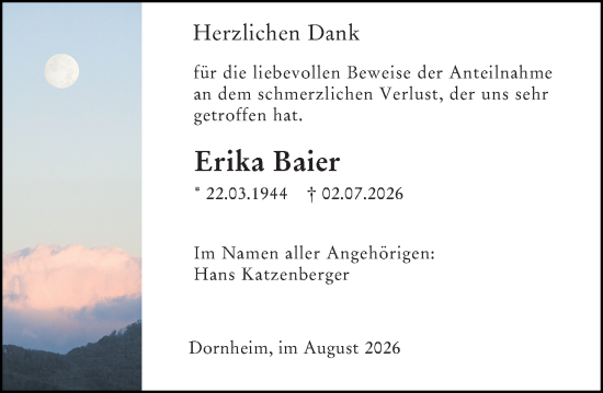 Traueranzeige von Erika Baier von Groß-Gerauer Echo