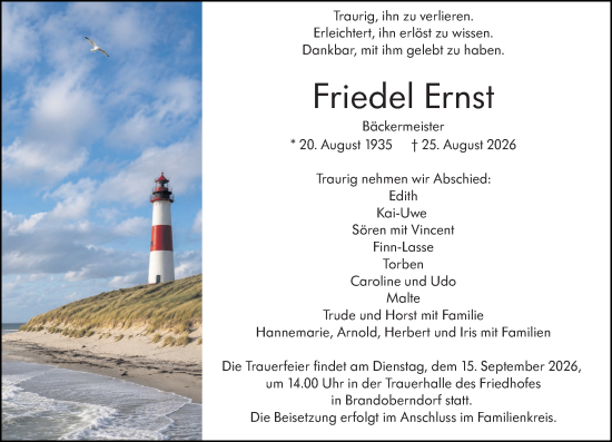 Traueranzeige von Friedel Ernst von Wetzlarer Neue Zeitung
