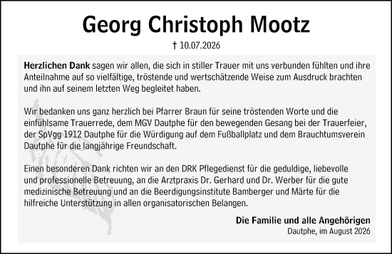Traueranzeige von Georg Christoph Mootz von Hinterländer Anzeiger