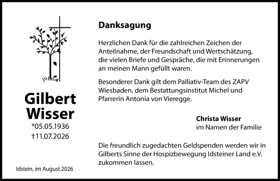 Traueranzeige von Gilbert Wisser von Idsteiner Land/Untertaunus