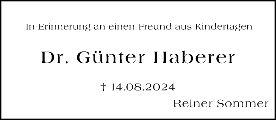 Traueranzeige von Günter Haberer von Starkenburger Echo