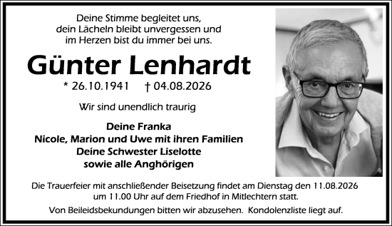 Traueranzeige von Günter Lenhardt von Starkenburger Echo